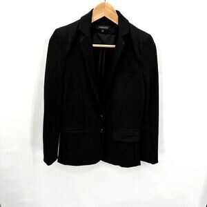 JAMISON Black Stretch Collard Double Button Blazer // XS